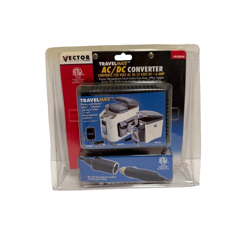 Vector Travel Mate AC/DC Converter VEC004 Converts 120 V AC to 12 V DC-6 Amps